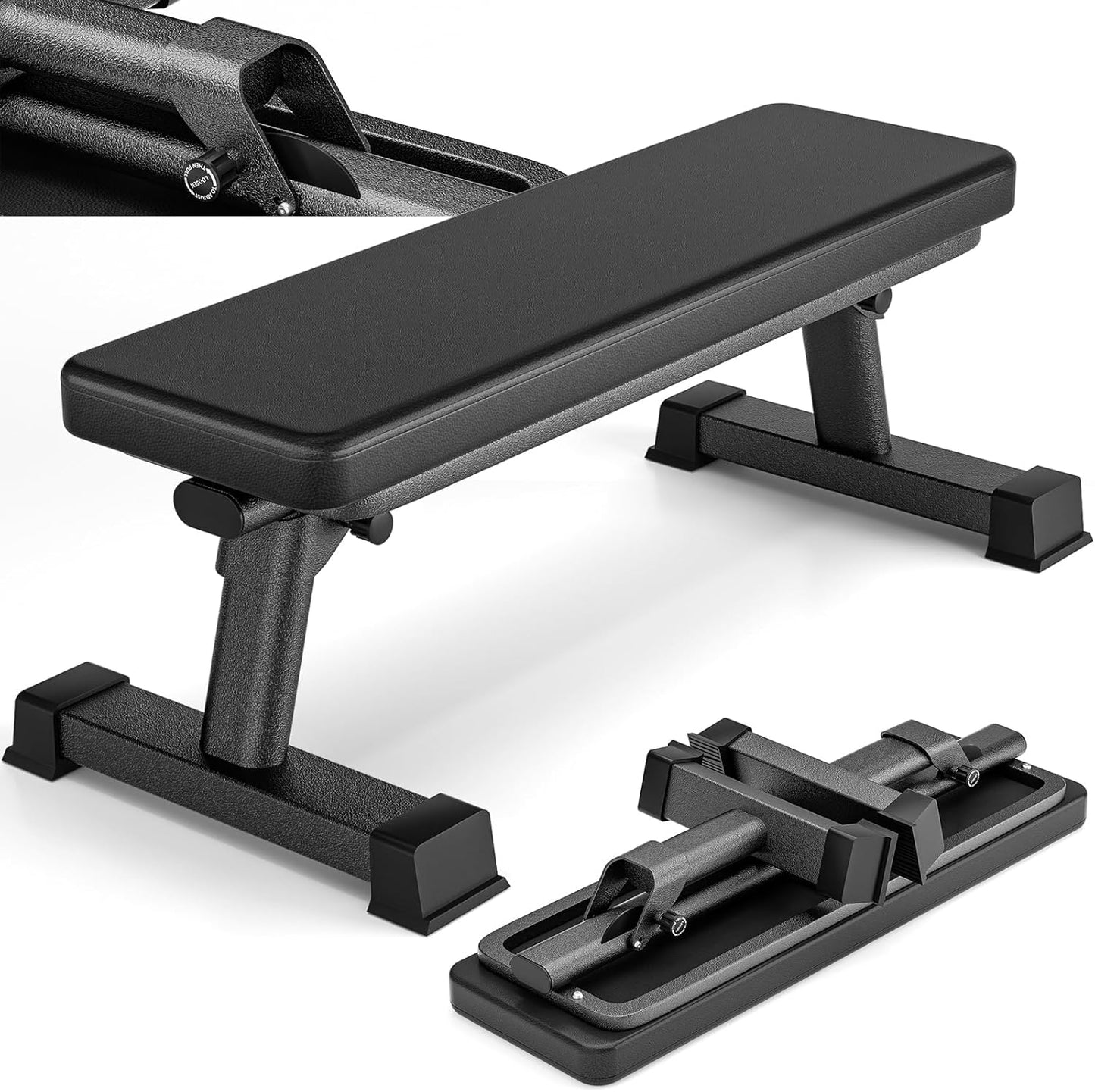 BODY RHYTHM Foldable Flat Bench for Weight Training and Ab Workouts