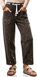 Womens Baggy Barrel Horseshoe Jeans - Vintage Wide Leg Drawstring
