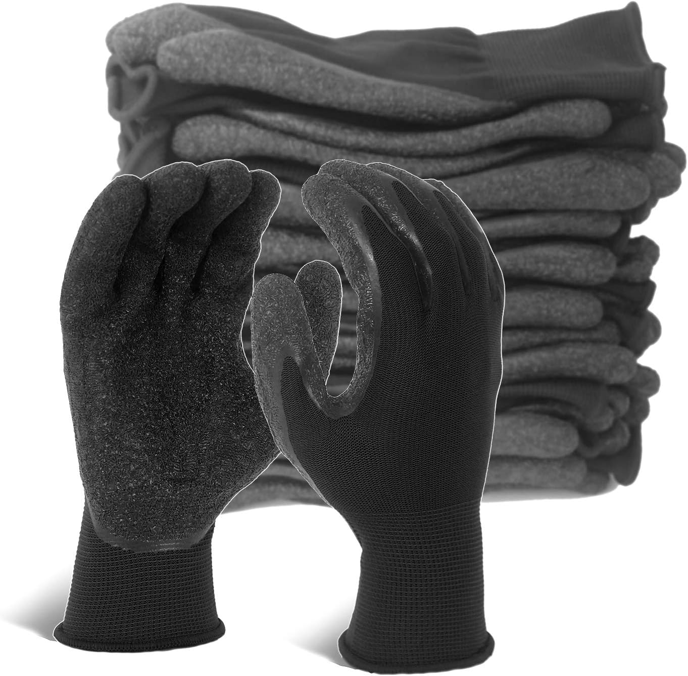Evridwear Latex Coated Safety Gloves 12-Pack M-Size