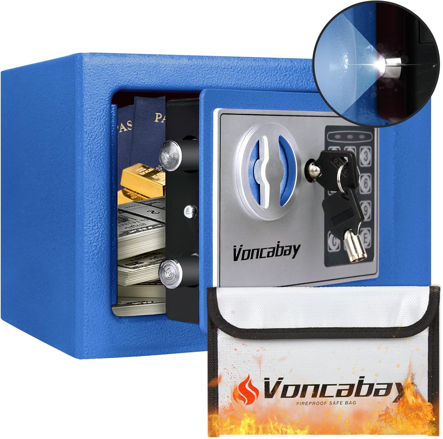 Voncabay Fireproof Security Safe Box with Sensor Light Features