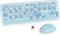 Blue Colorful Wireless Keyboard and Mouse Combo Set - Quiet Full Size