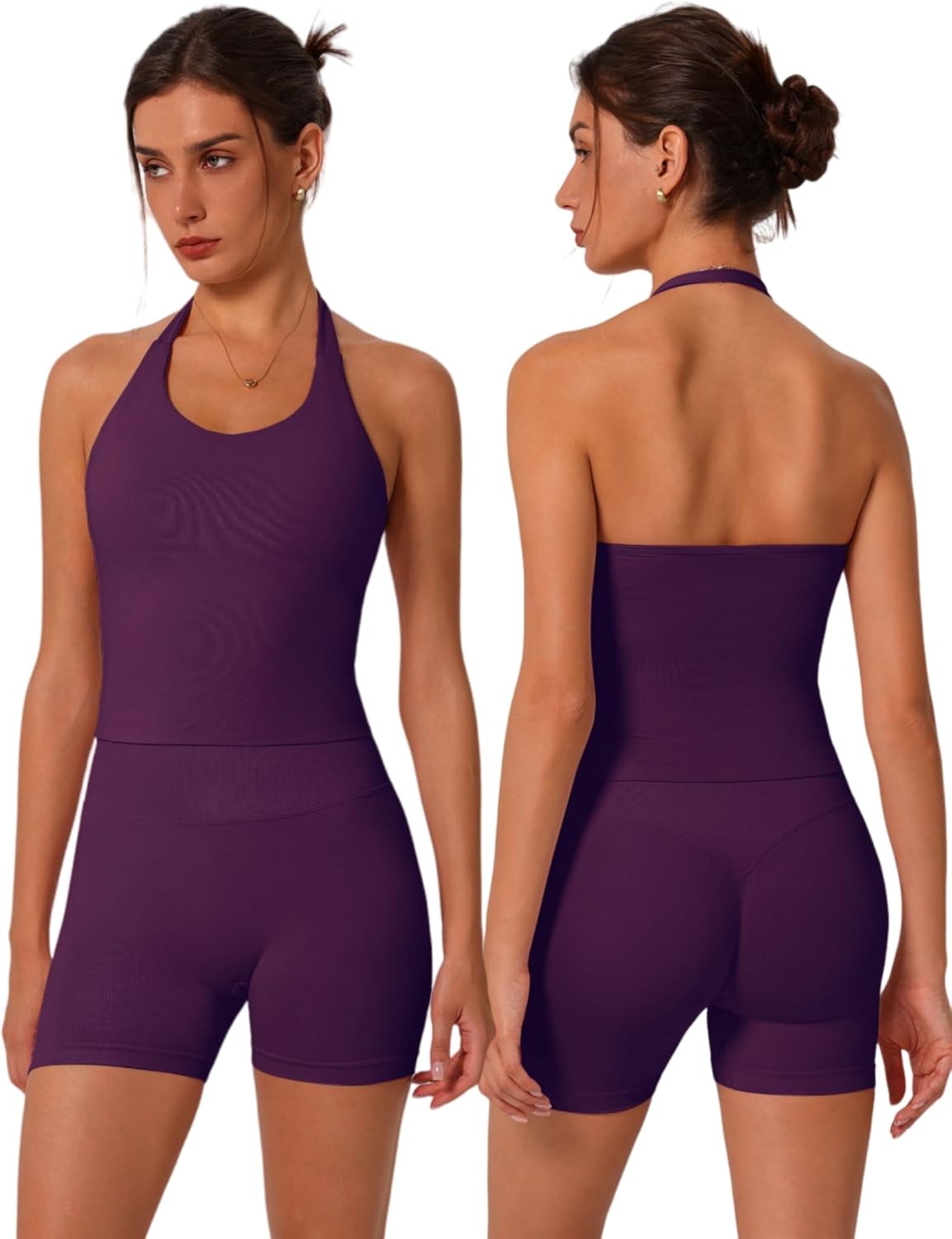 ABOCIW Workout Sets for Women: Seamless Halter Bra & Shorts