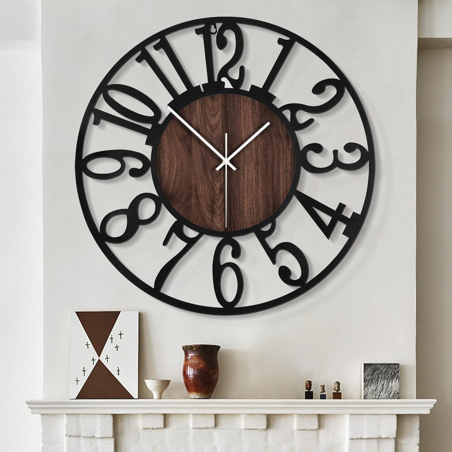 LEIKE Large Wall Clock for Living Room, Silent and Non Ticking