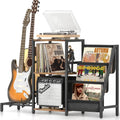 Guitar and Record Player Stand with Guitar Holder - Space Saving