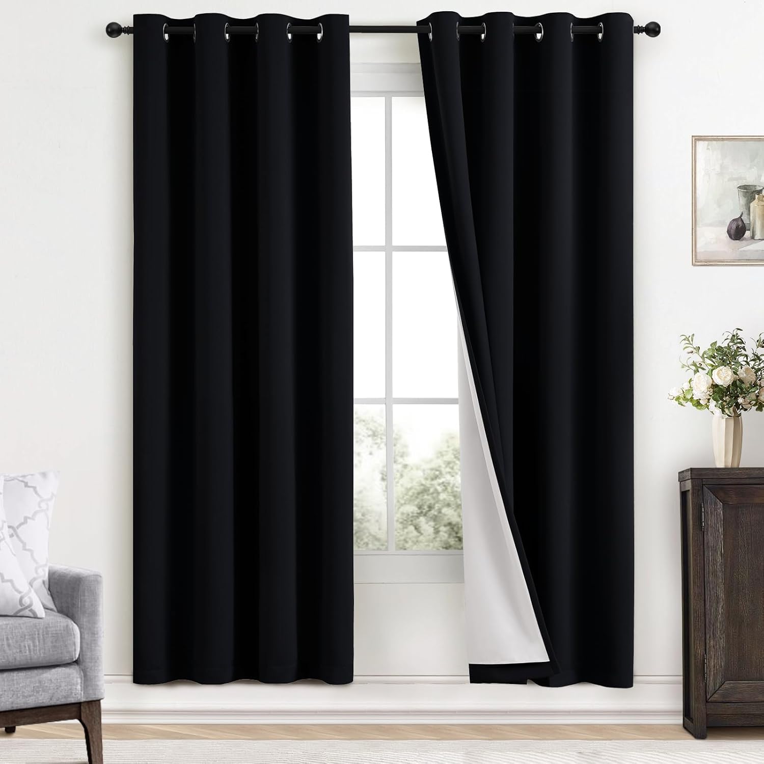 Yakamok Blackout Curtains for Bedroom and Living Room 52in x 72in