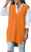 Viottiset Women's Oversized V Neck Houndstooth Sweater Vest Tunic