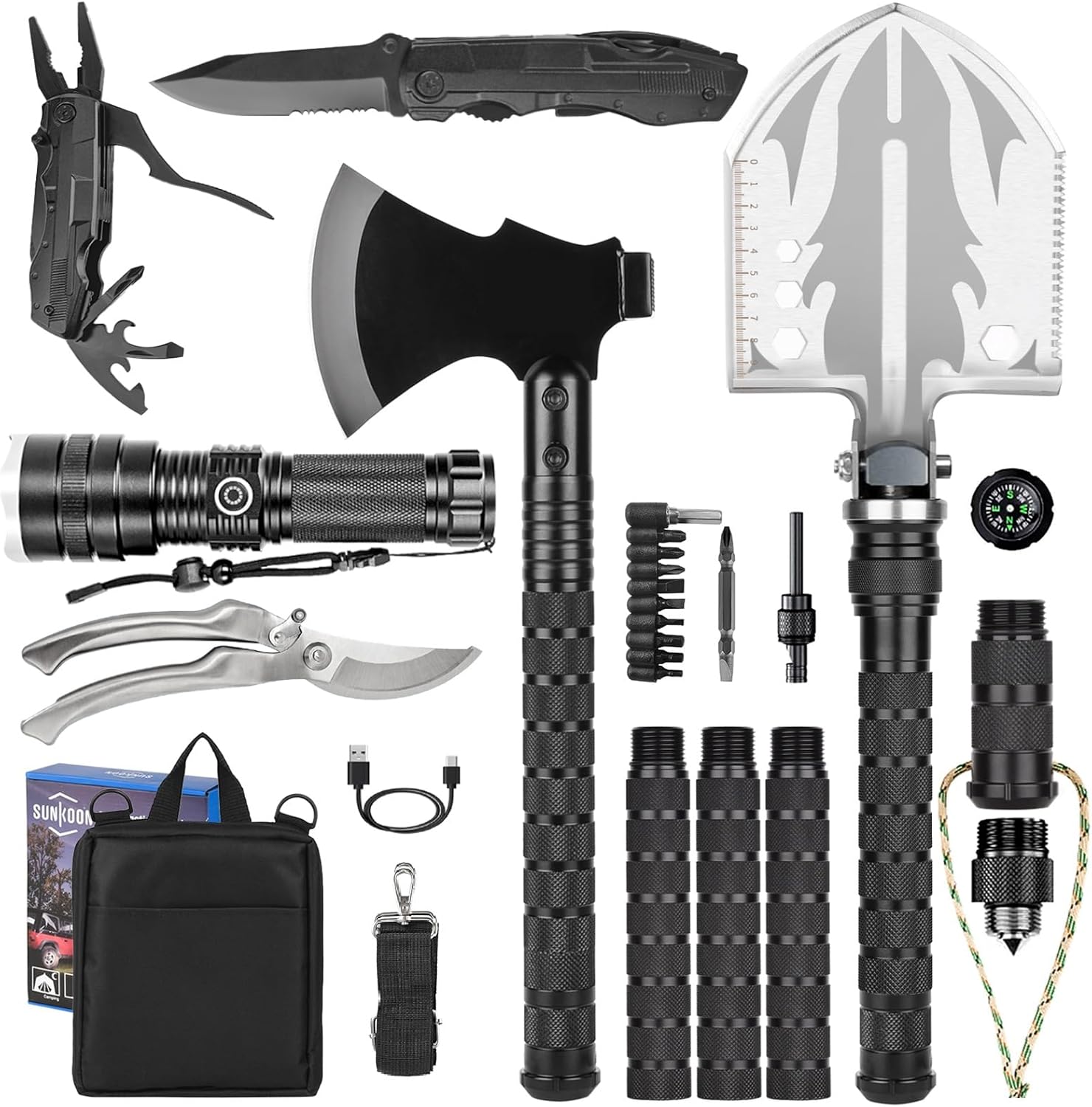 Sunkoon Tactical Survival Shovel Kit - Versatile Multitool