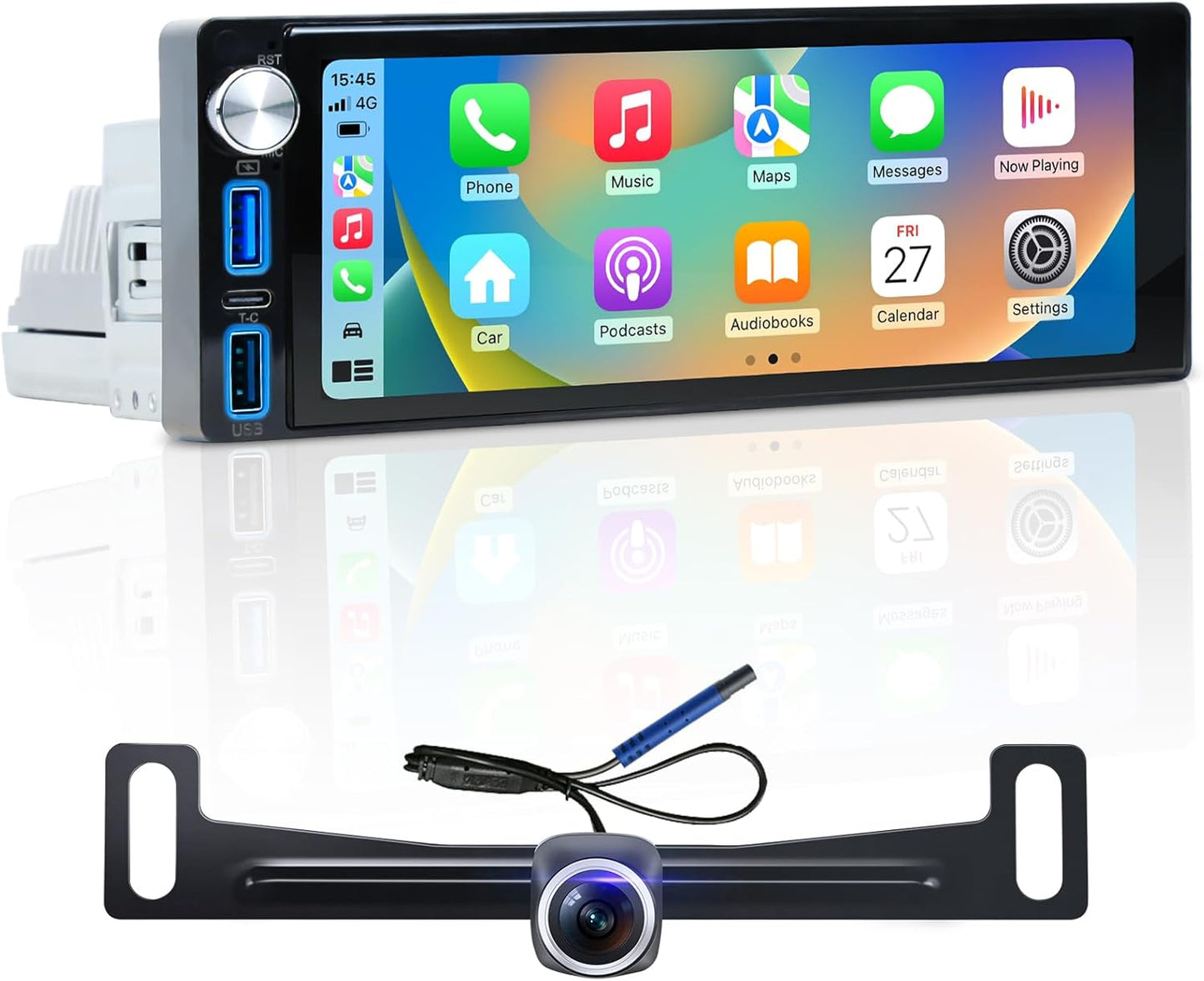 6.9-Inch Single Din Touchscreen Car Stereo with CarPlay & Android Auto
