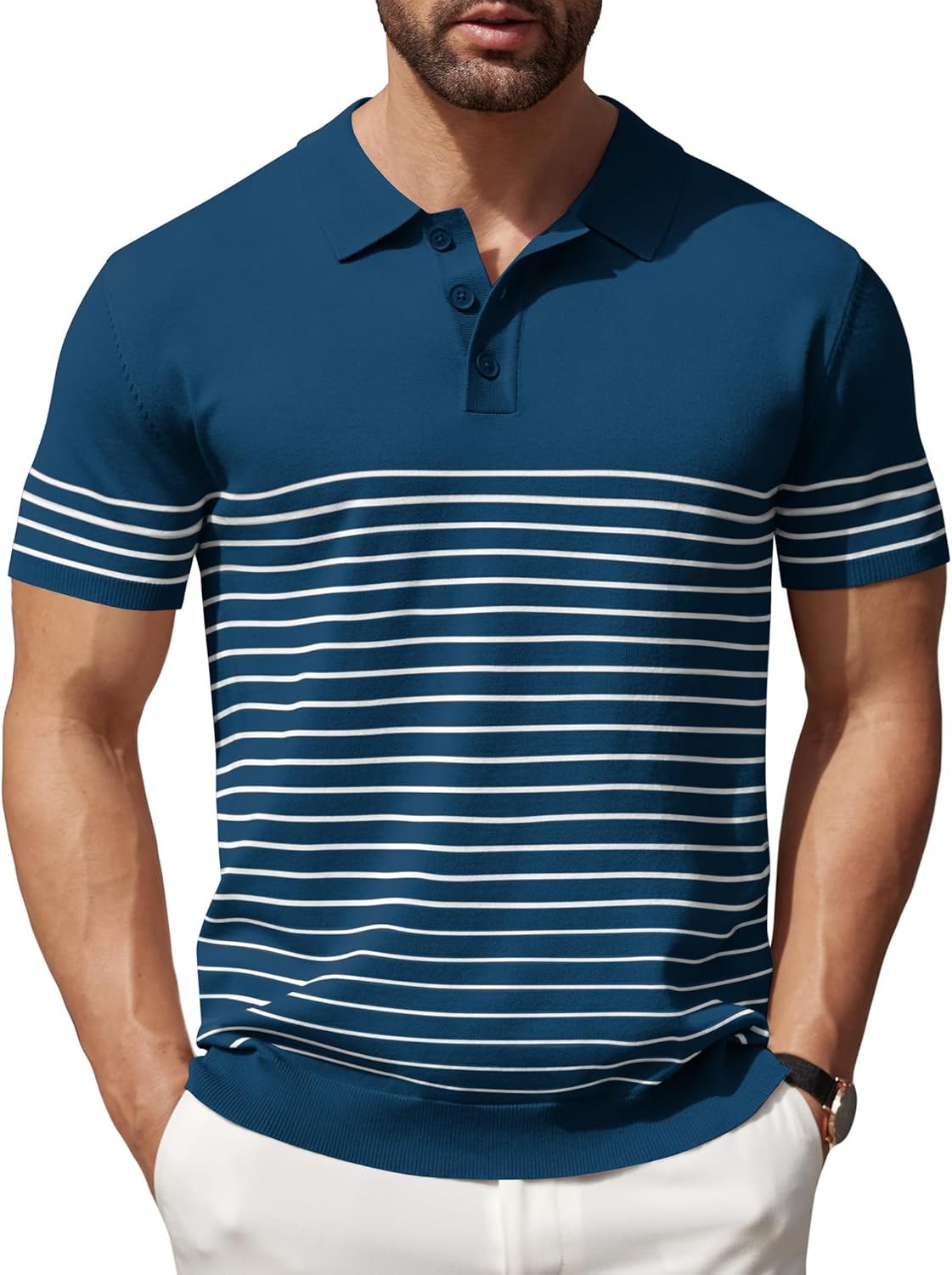 COOFANDY Men's Knit Polo Shirts for Stylish Casual Wear