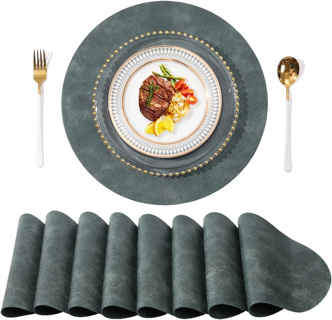 UnivoColors PU Leather Placemats Set of 8 for Dining Table