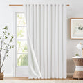 jinchan White Lined Linen Blend Curtain for Sliding Door