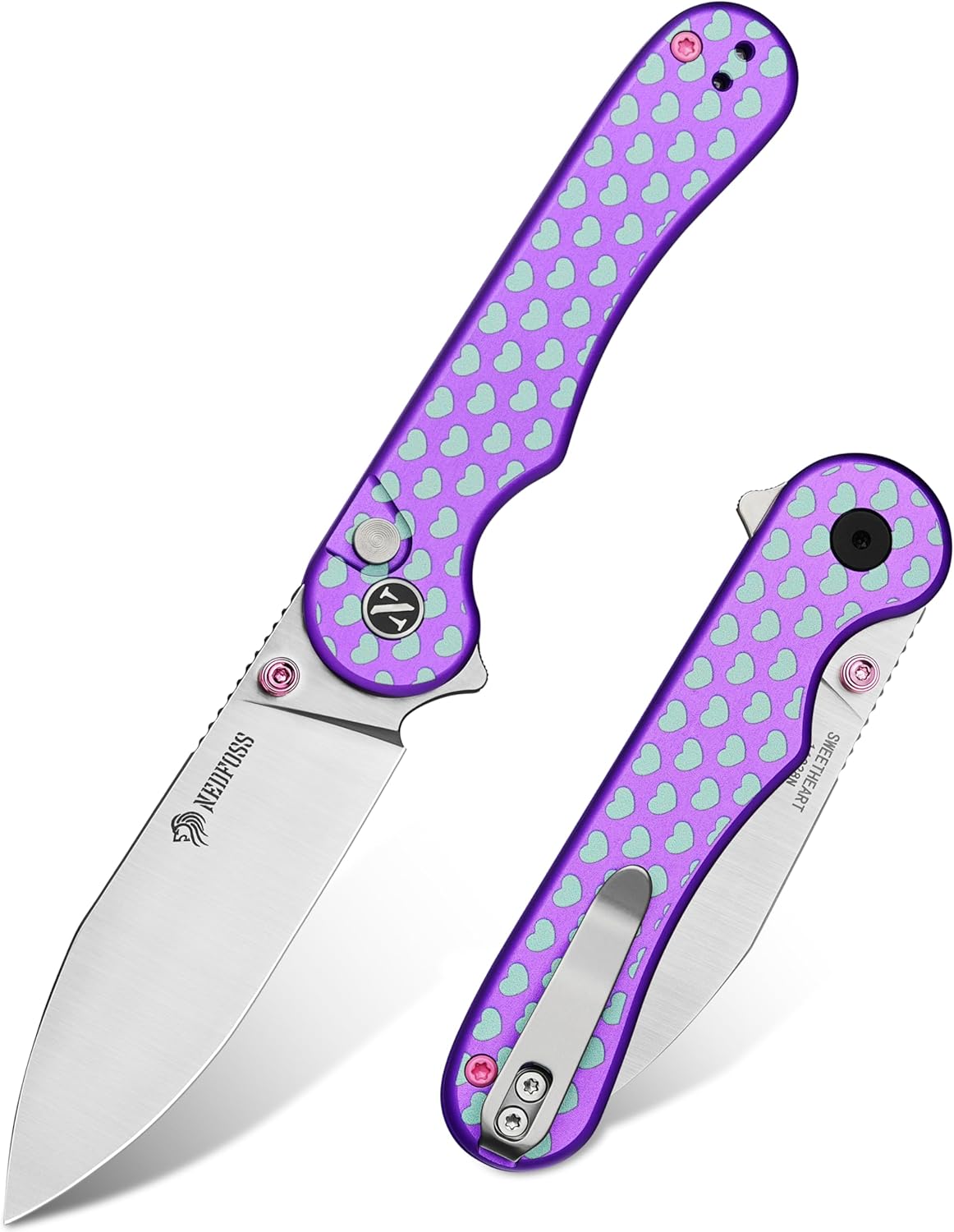 NedFoss SWEETHEART Purple Pocket Knife for Women - Unique Design