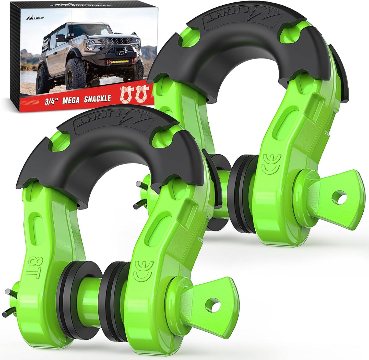 Nilight 3/4in Mega D-Ring Shackles for Heavy Duty Recovery