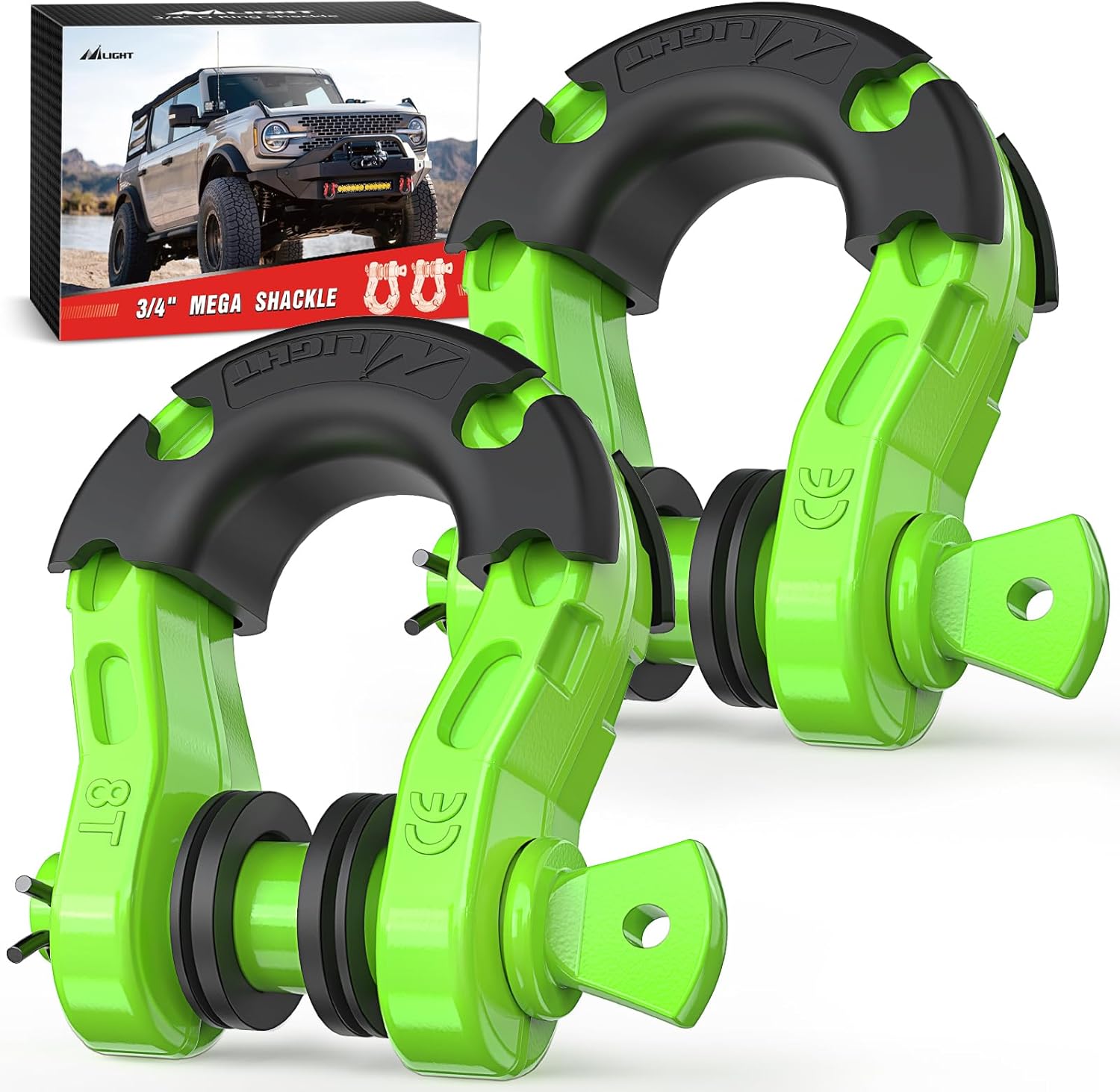 Nilight 3/4in Mega D-Ring Shackles for Heavy Duty Recovery