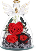 Preserved Rose Angel in Glass Forever Flower Figurine - Timeless Gift