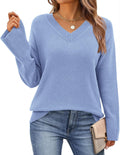 Womens V Neck Sweater Lightweight Knit Pullover - Oversized Cozy