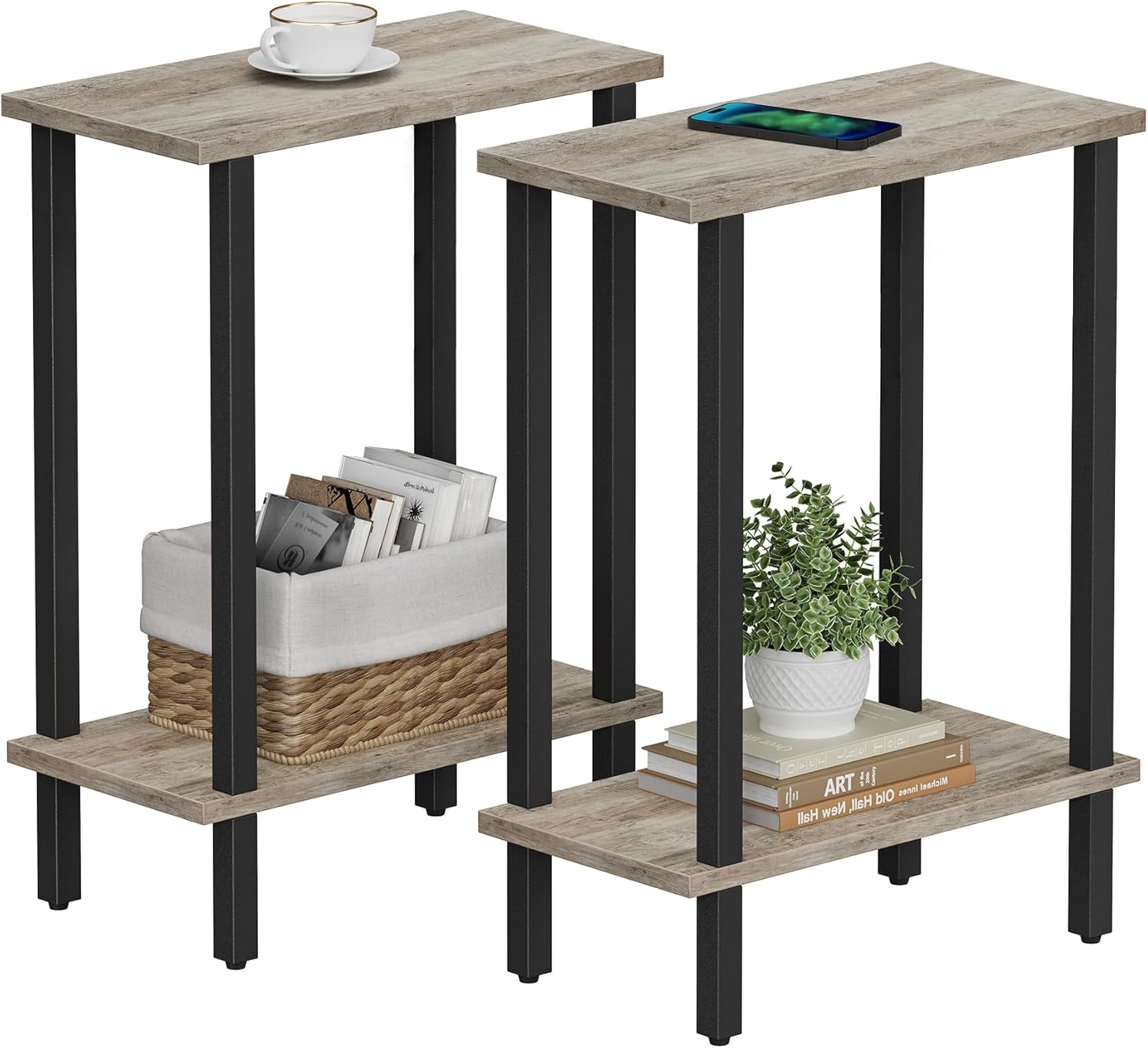 TUTOTAK Small Side Table Set of 2 for Narrow Spaces
