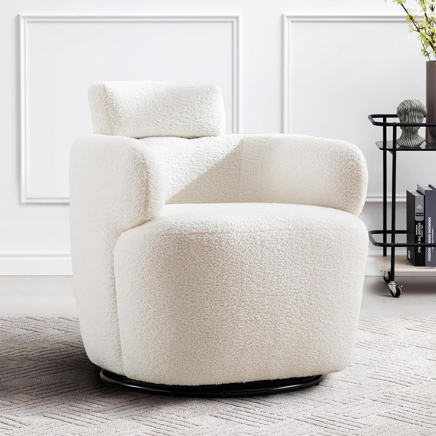 Swivel Barrel Chair with Adjustable Headrest