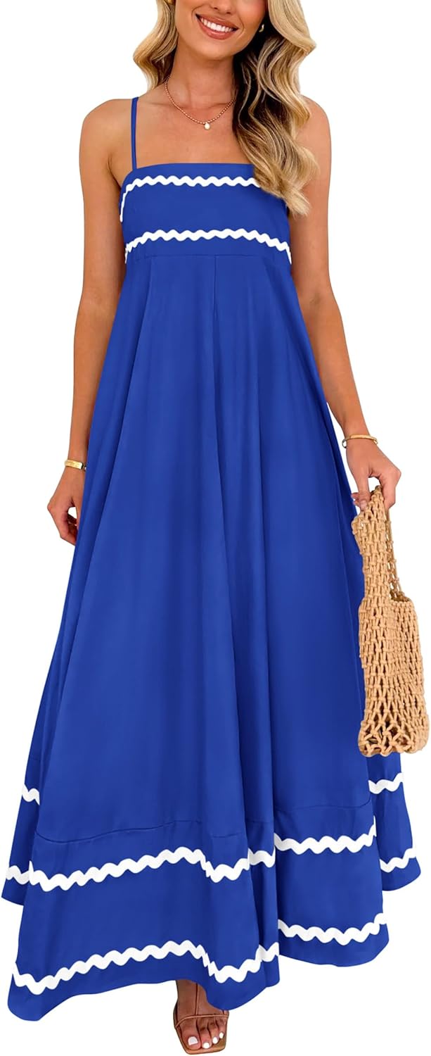 PRETTYGARDEN Women's Summer Flowy Maxi Dress for Beach Fun