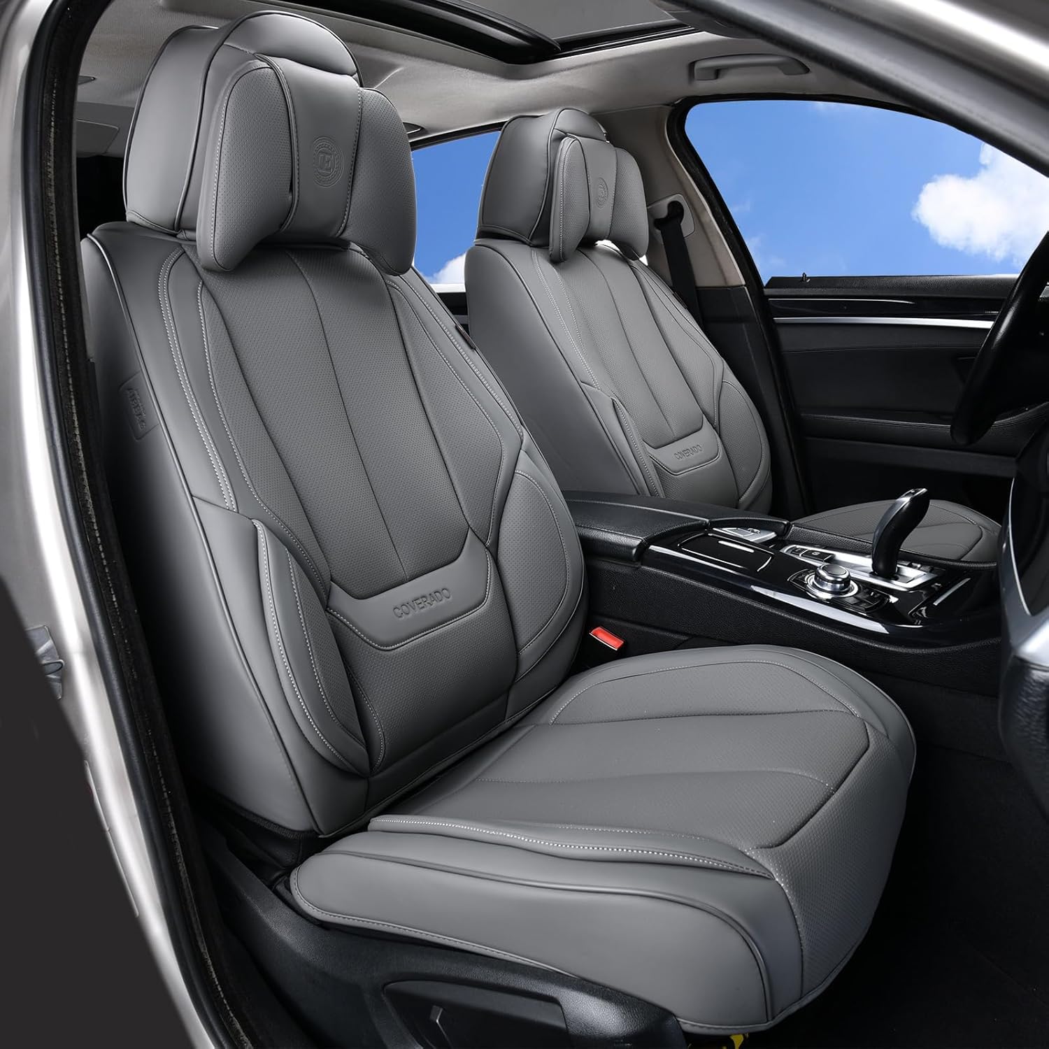 Coverado Universal Seat Covers Front for Cars, Stylish Nappa Leather
