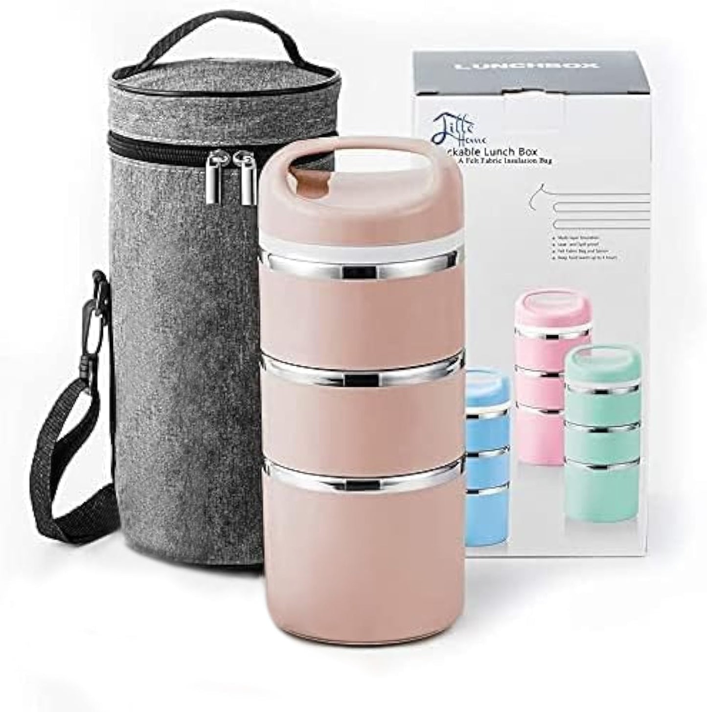 Lille Home 3-Tier Stainless Steel Thermal Lunch Box for Meals