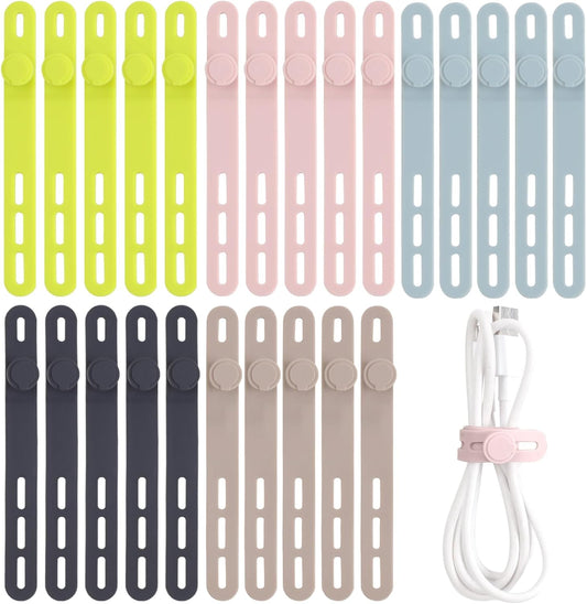 Oligei 25 Pcs High Elasticity Silicone Cable Ties