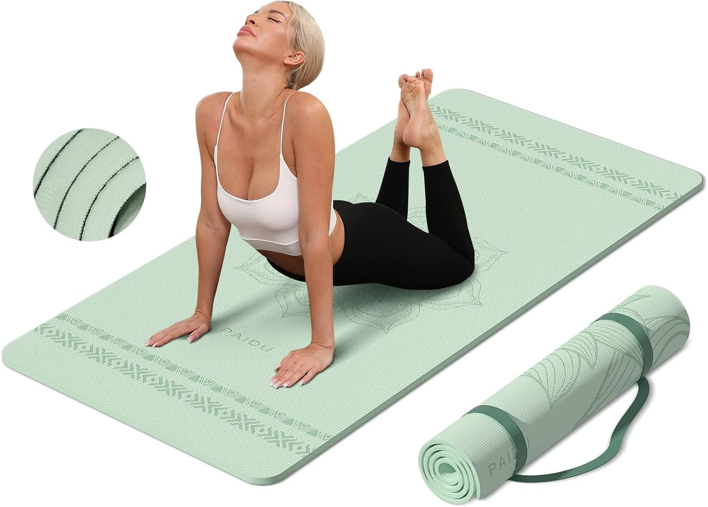 Large Yoga Mat 72x36in Extra Wide Thick Non-Slip Exercise Mat