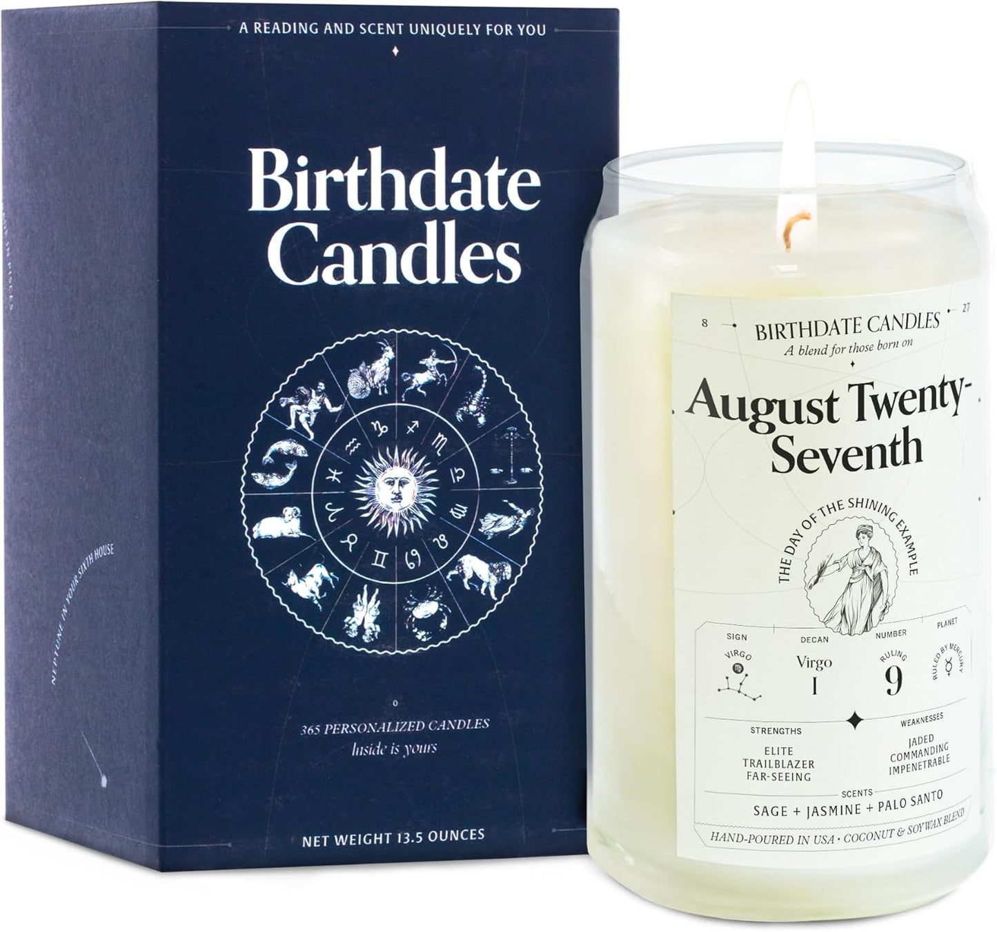 Virgo Zodiac Birthday Candle for August 27 - Unique Gift