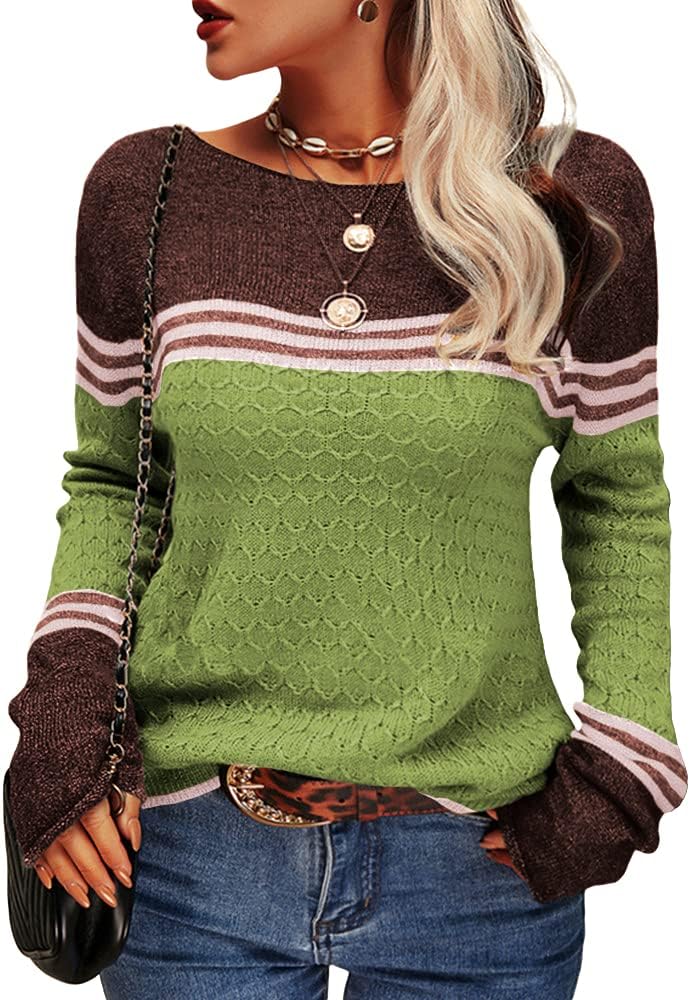 Danedvi Womens Fall Fashion 2025 Colorblock Striped Sweater