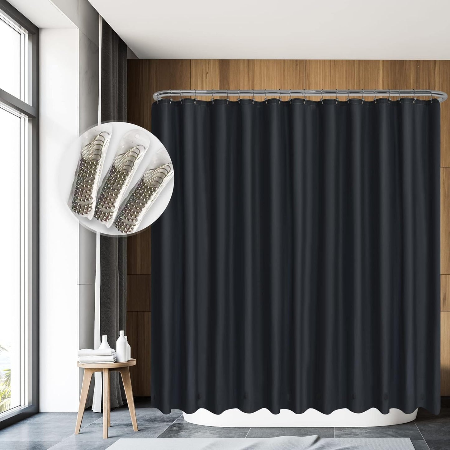 Barossa Design Clawfoot Tub Shower Curtain with 12 Magnets