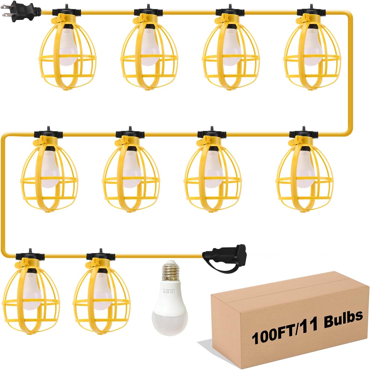 100FT Construction String Lights for Indoor and Outdoor Use