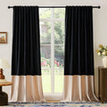 Velvet Curtains 84 in Long Black Champagne Beige - Modern Blackout