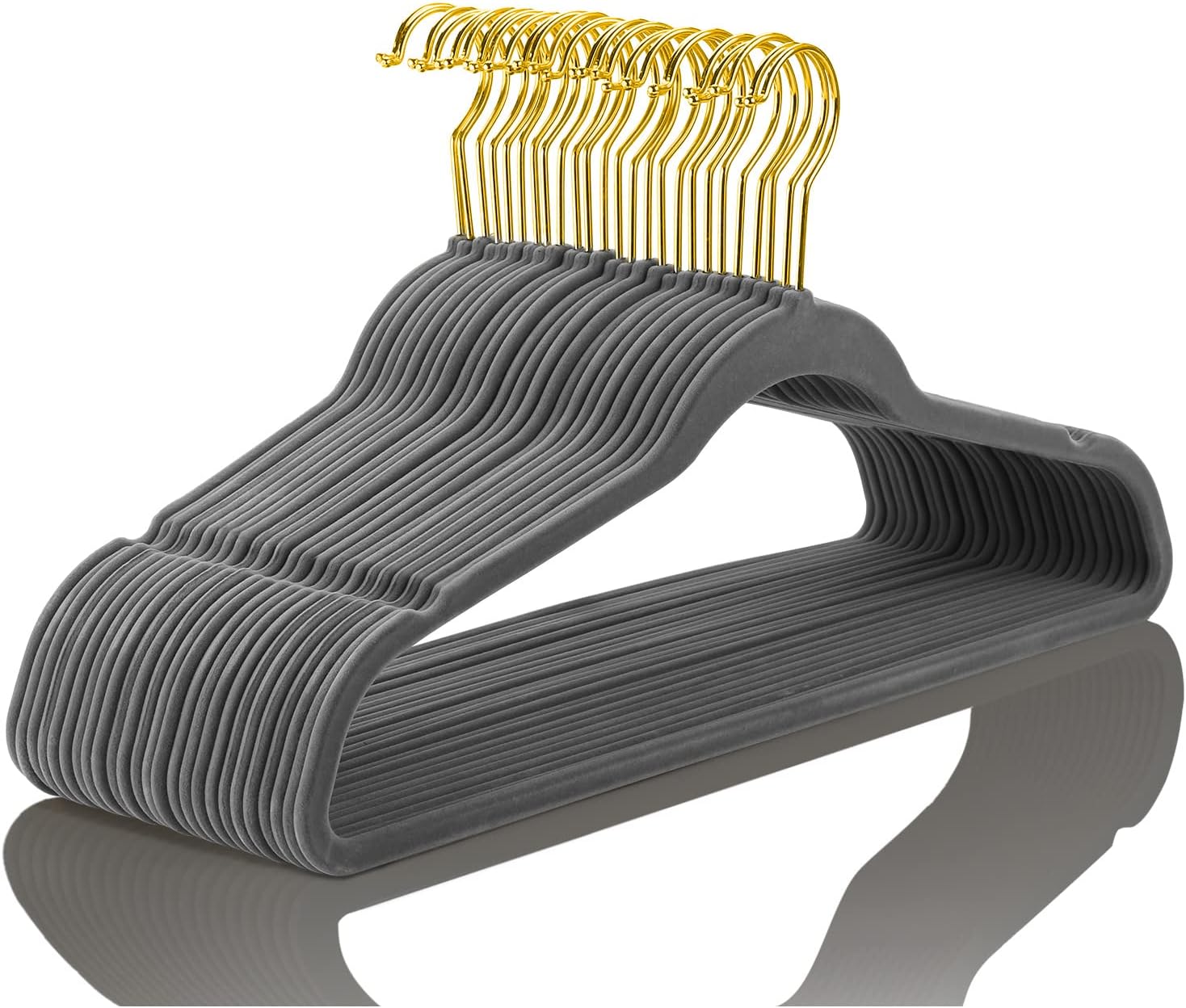 MIZGI Premium Velvet Hangers Pack of 50 for Space Saving