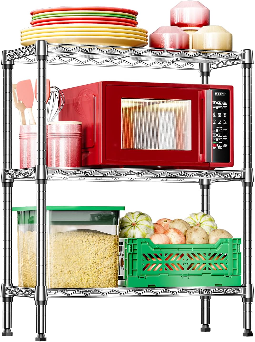 IZEUK 3-Tier Heavy Duty Steel Storage Shelves for Home Use