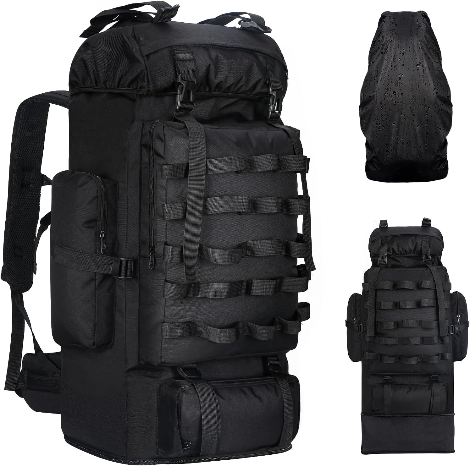 70L/100L Camping Hiking Backpack with Rain Cover for Travel