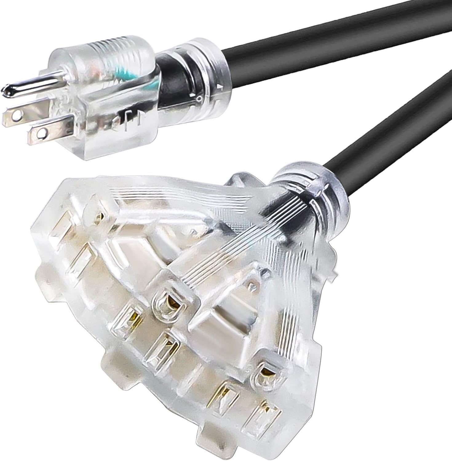25FT Heavy Duty Extension Cord with 3 Outlets for Indoor/Outdoor