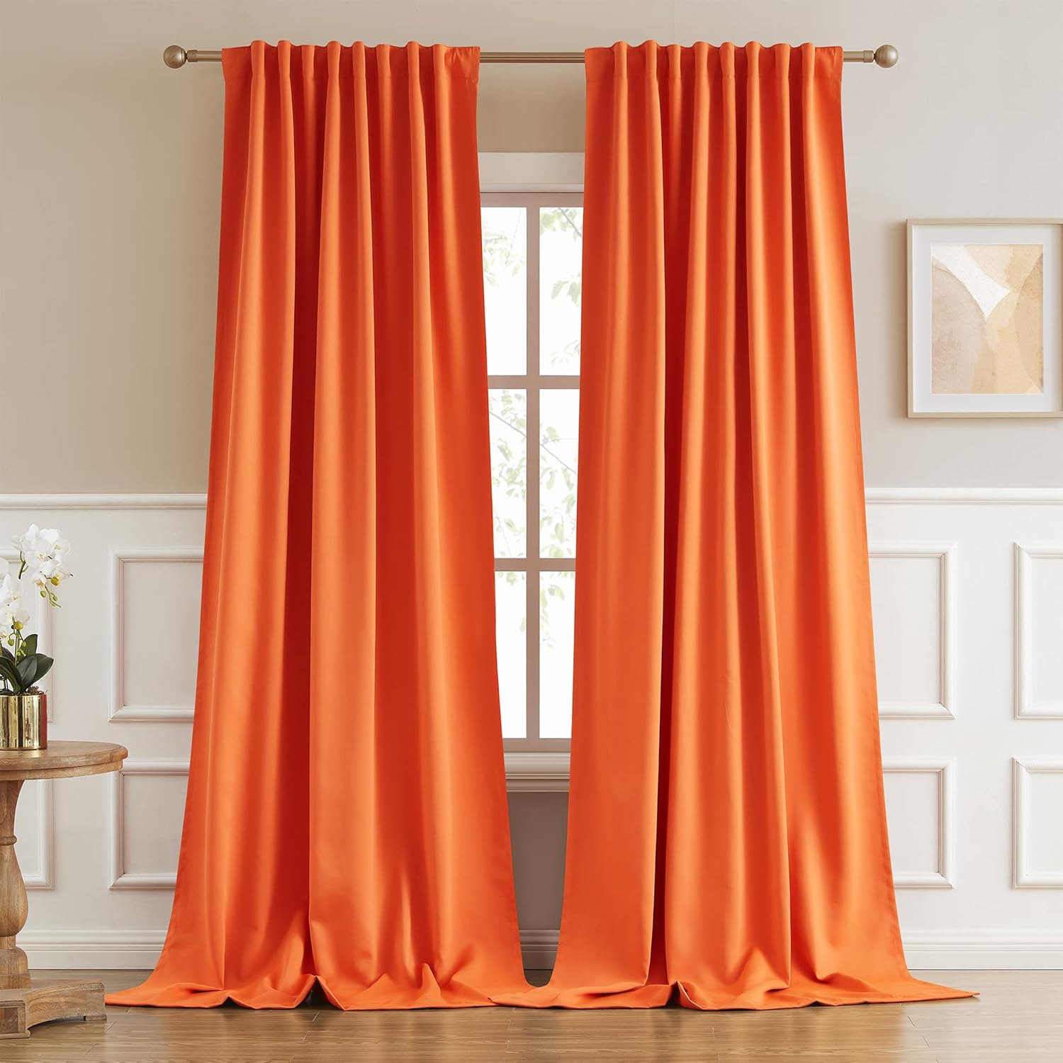 DUALIFE Blackout Long Curtain Drapes for Vibrant Orange Decor
