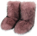 Eosxrp Furry Faux Fur Boots Women's Mid-Calf Snow Boots - Warm Flat