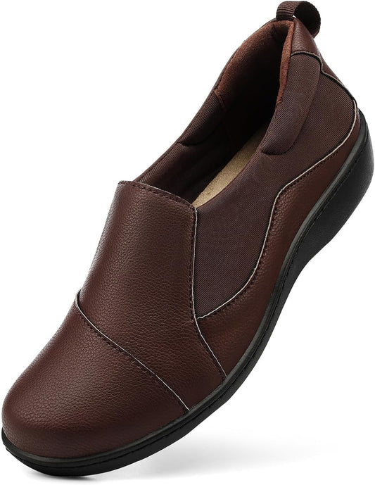 Women's Comfort Leather Loafers Cute Casual Slip On Flats