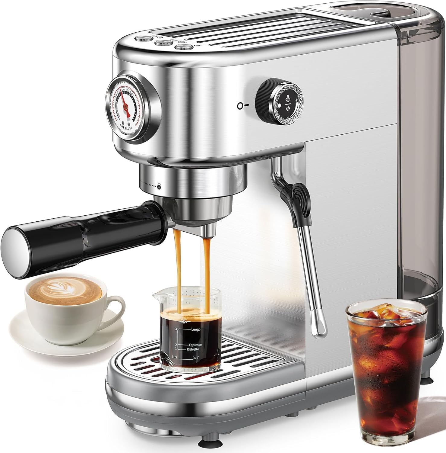 Professional Espresso Maker with Milk Frother - Silky Lattes in Seconds!