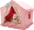 Indoor Dog House Tent Bed for 20-40 lb Dogs - Foldable Pink Hideaway