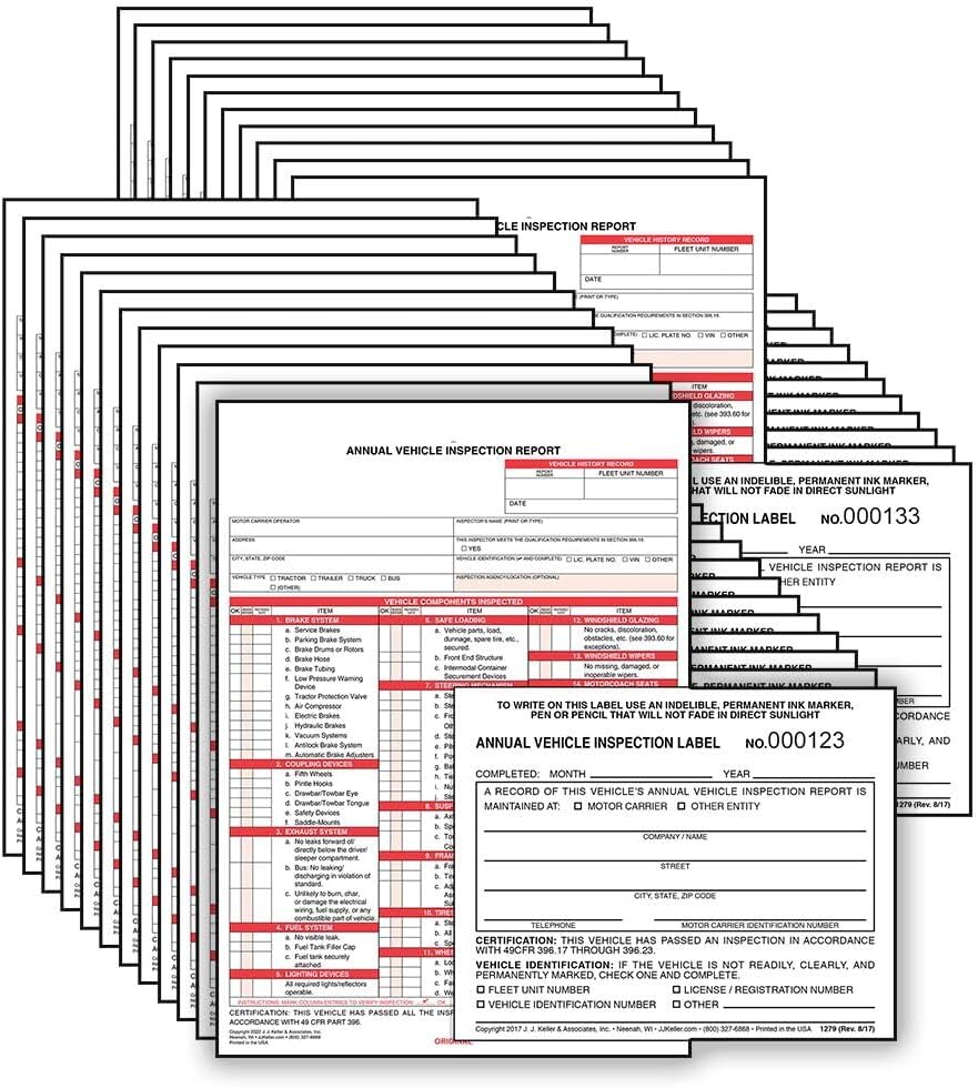 Annual Vehicle Inspection Report Forms & Labels - 25-Pack