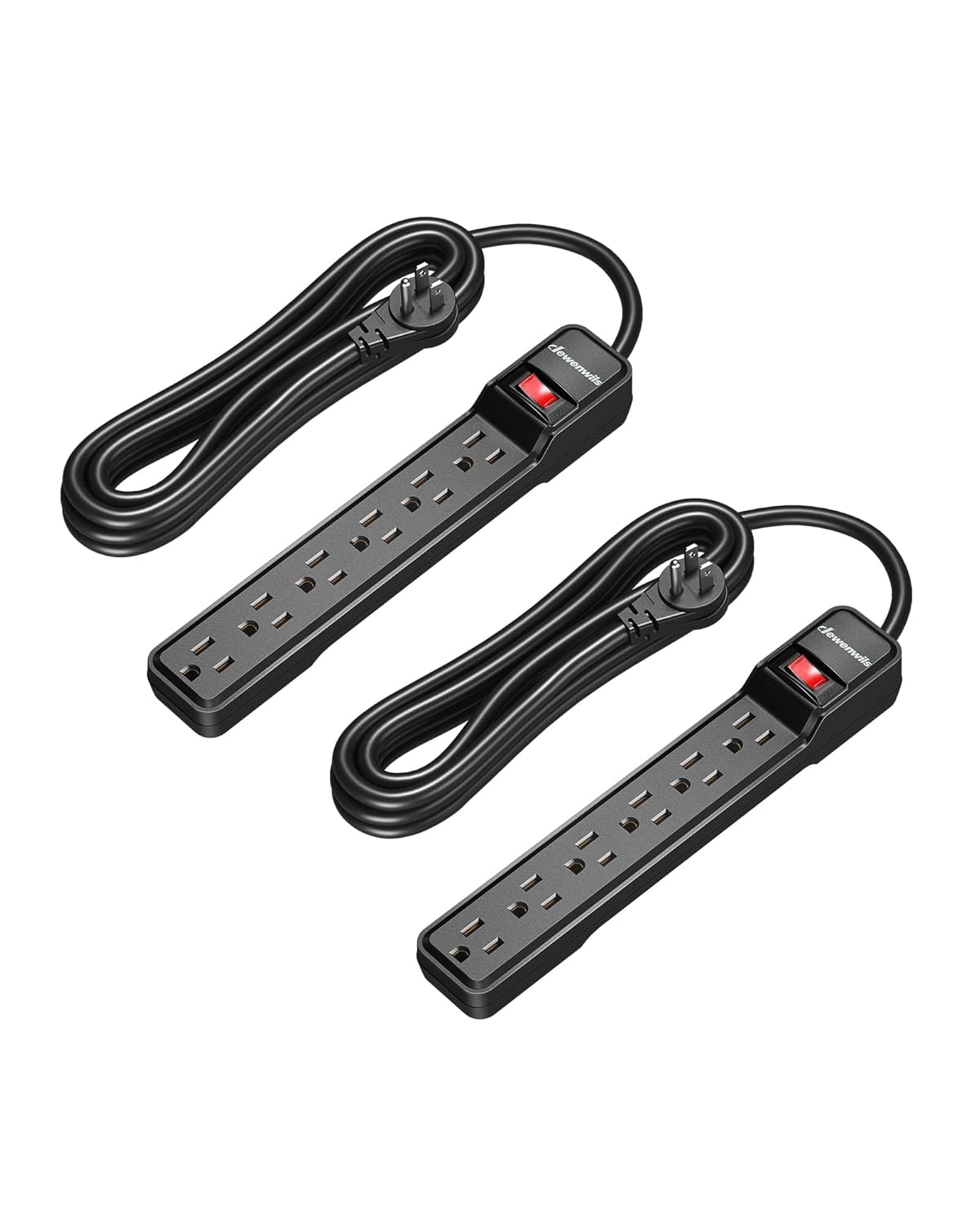 DEWENWILS 2-Pack Power Strip Surge Protector with 15 Ft Cord