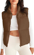 Puffer Vest Women Stand Collar Quilted Zip Up Vest - Warm Fall Layer