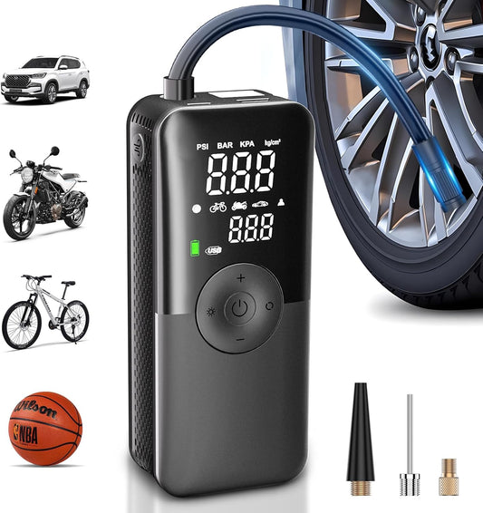 Portable Cordless Tire Inflator by CARSUN: 150 PSI Dual Screen Pump