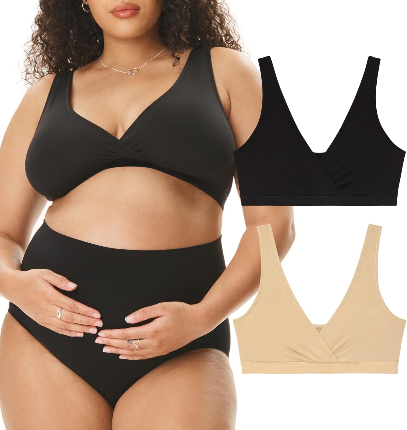 Soft Cotton Spandex Wrap Front Maternity Nursing Sleep Bra