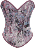 Trendy Floral Overbust Corset Top in Denim for Women