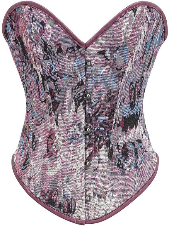 Vintage Floral Denim Overbust Corset Bustier Top for Women