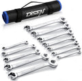 DISEN Flare Nut Wrench Set Metric and SAE - 12-Piece Brake Line