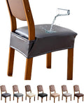 Genina Dining Chair Covers Set of 6 - Waterproof Stretch PU Seat